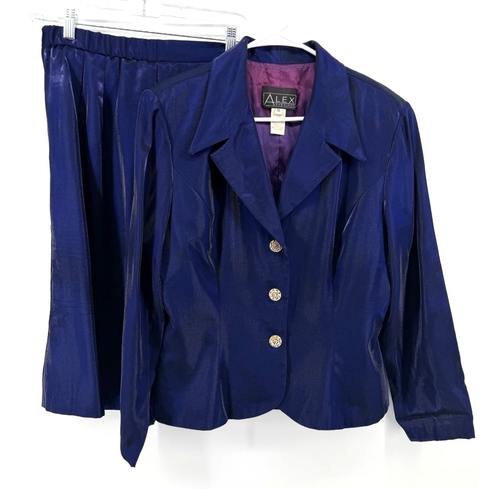 VTG Alex Evenings Purple Skirt Suit Shimmery Sparkle Formal Cocktail Women 16